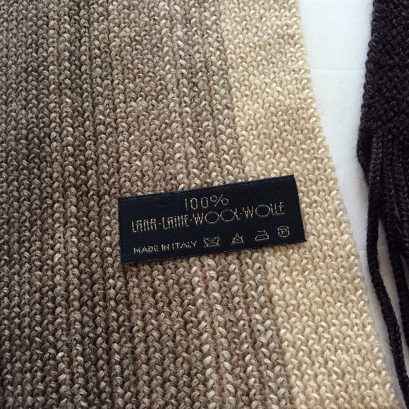 ITALIAN WOOL BROWN OMBRÉ FRINGE SCARF… - Picture 7 of 8